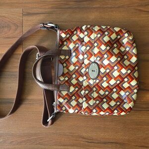 Fossil Key Per Retro Coated Canvas Crossbody Purse Boho